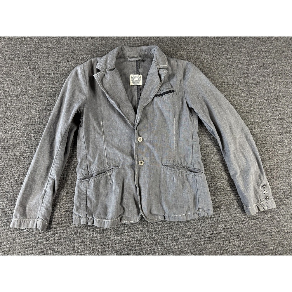 Vintage Marithe Francois Girbaud Blazer Womens Medium Gray Cotton Denim Jacket